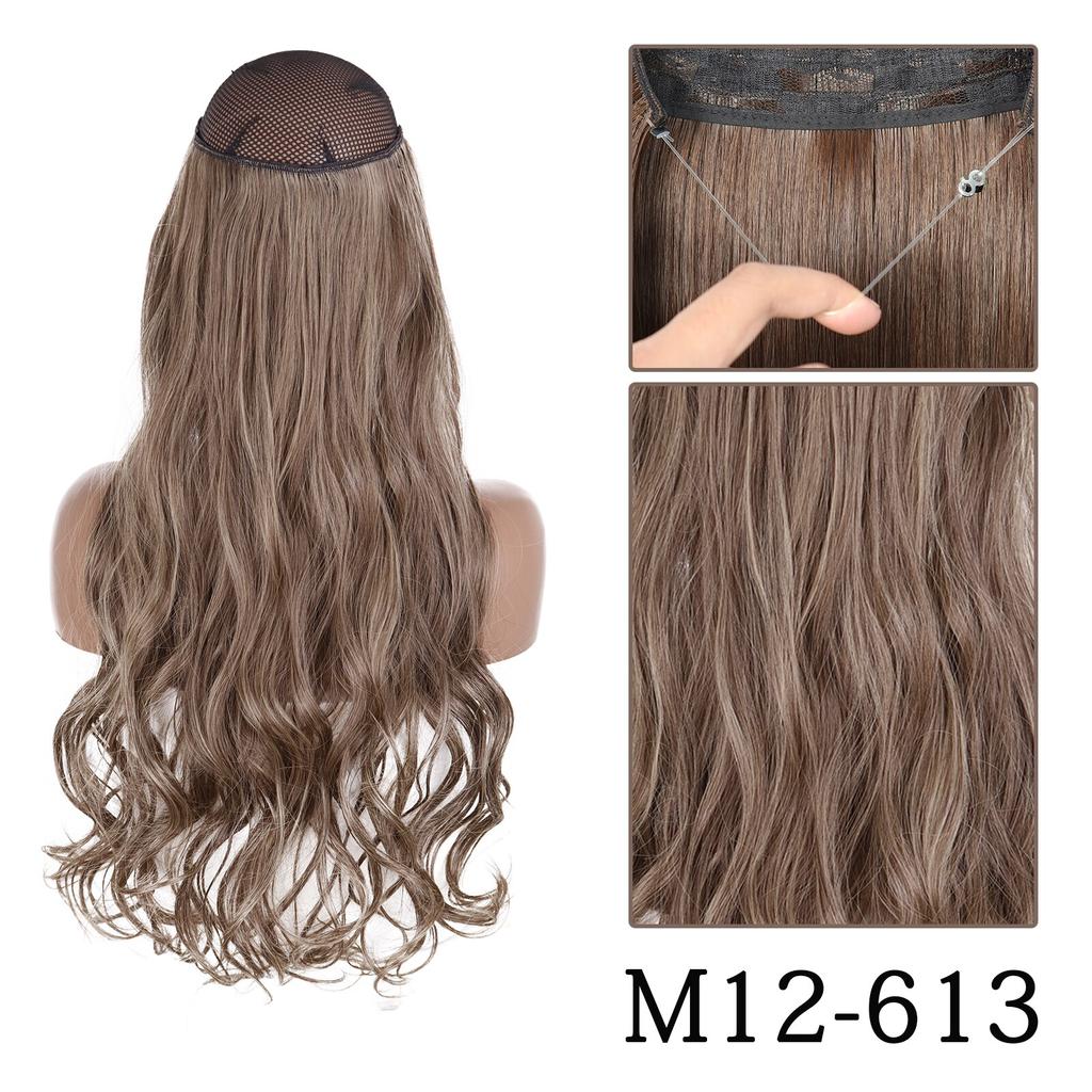 XINRAN Moda Damska Kolor Ombre Niewidoczny Długi Doczepiany Włos Syntetyczny Włókno Długie Falowane Ombre Cosplay Codzienne Noszenie Bez Klipsów Przedłużanie Włosów