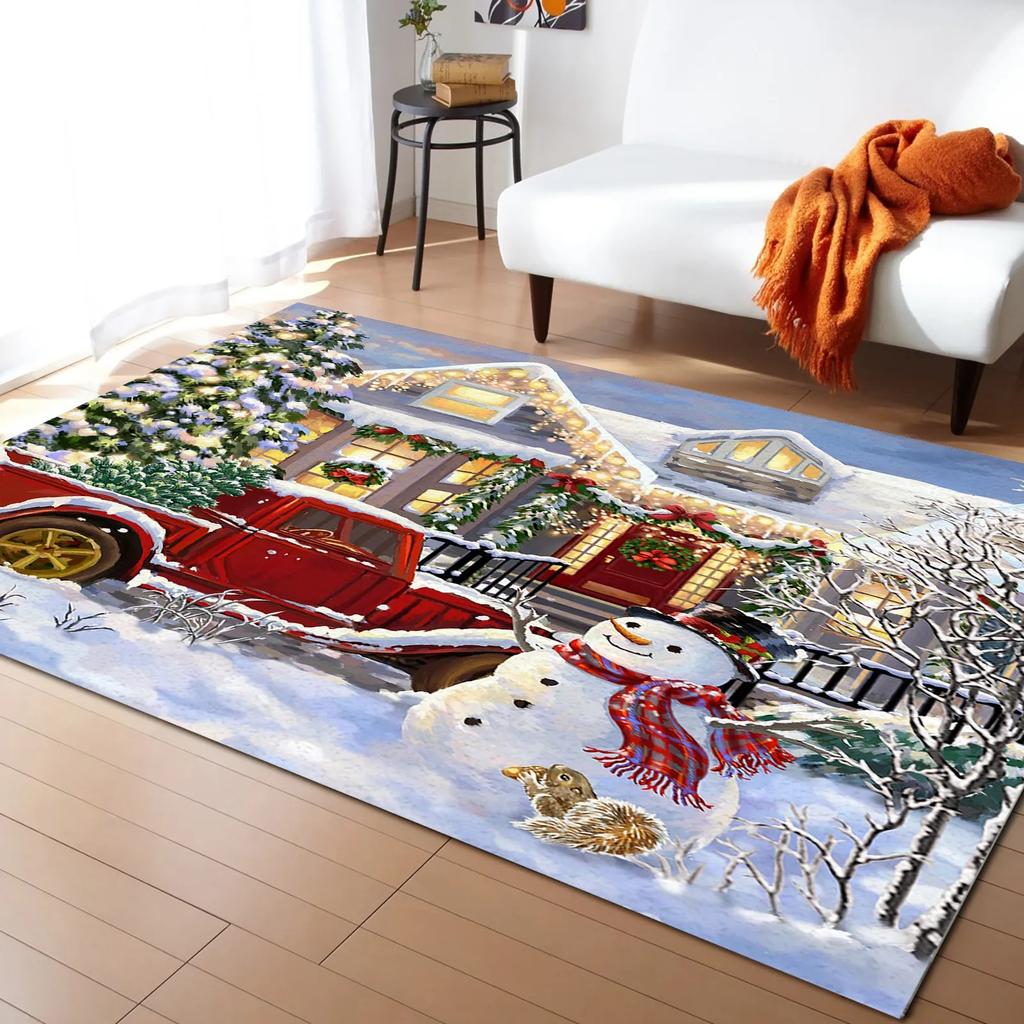 Weihnachten Weihnachtsmann Elch Teppich für Wohnzimmerdeko Sofa Tisch Große Flächenteppiche Küche Flur Balkonteppiche Schlafzimmer Fußmatte