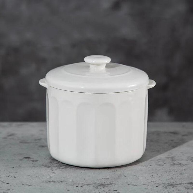 Wutuo White Porcelain Double Boiler Lid and Inner Pot Set