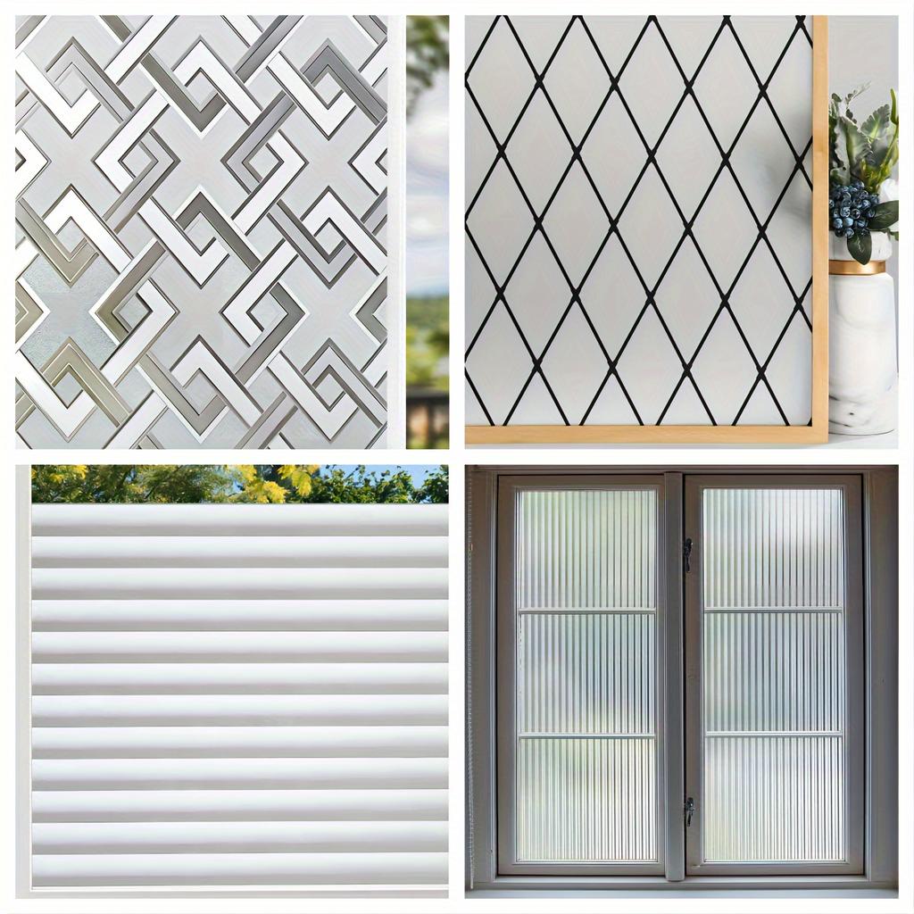 Frosted Window Privacy Film Heat Control UV Blocking Static Cling Non-Adhesive Reusable Door Coverings for Bathroom Home Office