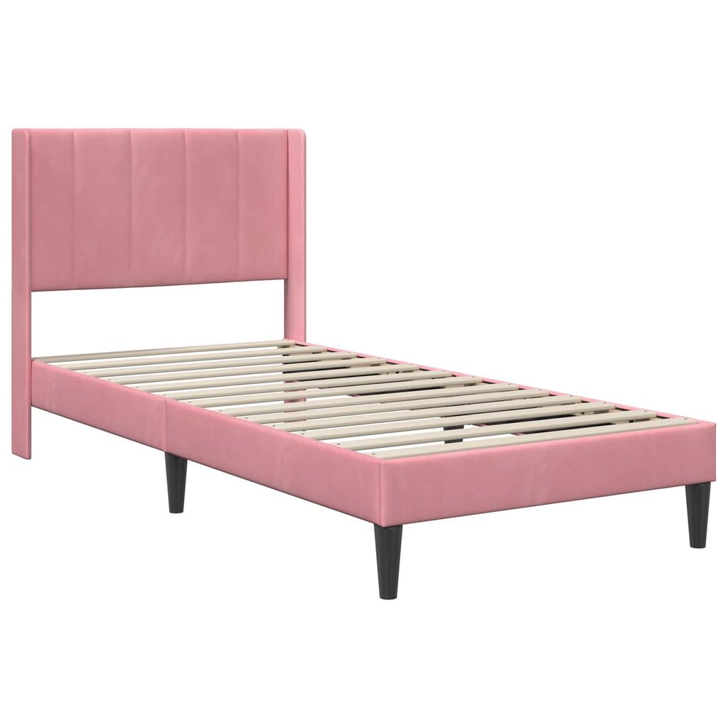 Bed Frame with Mattress and Headboard Pink 80 x 200 cm Velvet