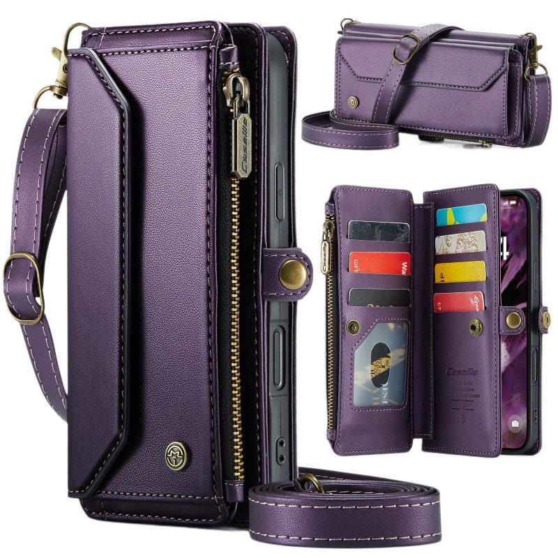 Leather Crossbody Case with Card Holder for iPhone 16/17 Pro Max