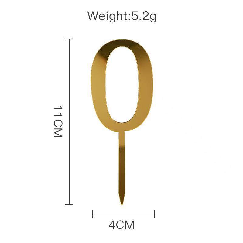 Number 0 To 9 Happy Birthday Cake Topper Decoration Gold Acrylic Cake Flag For Anniversary Wedding Party Cake Topper Baby Shower