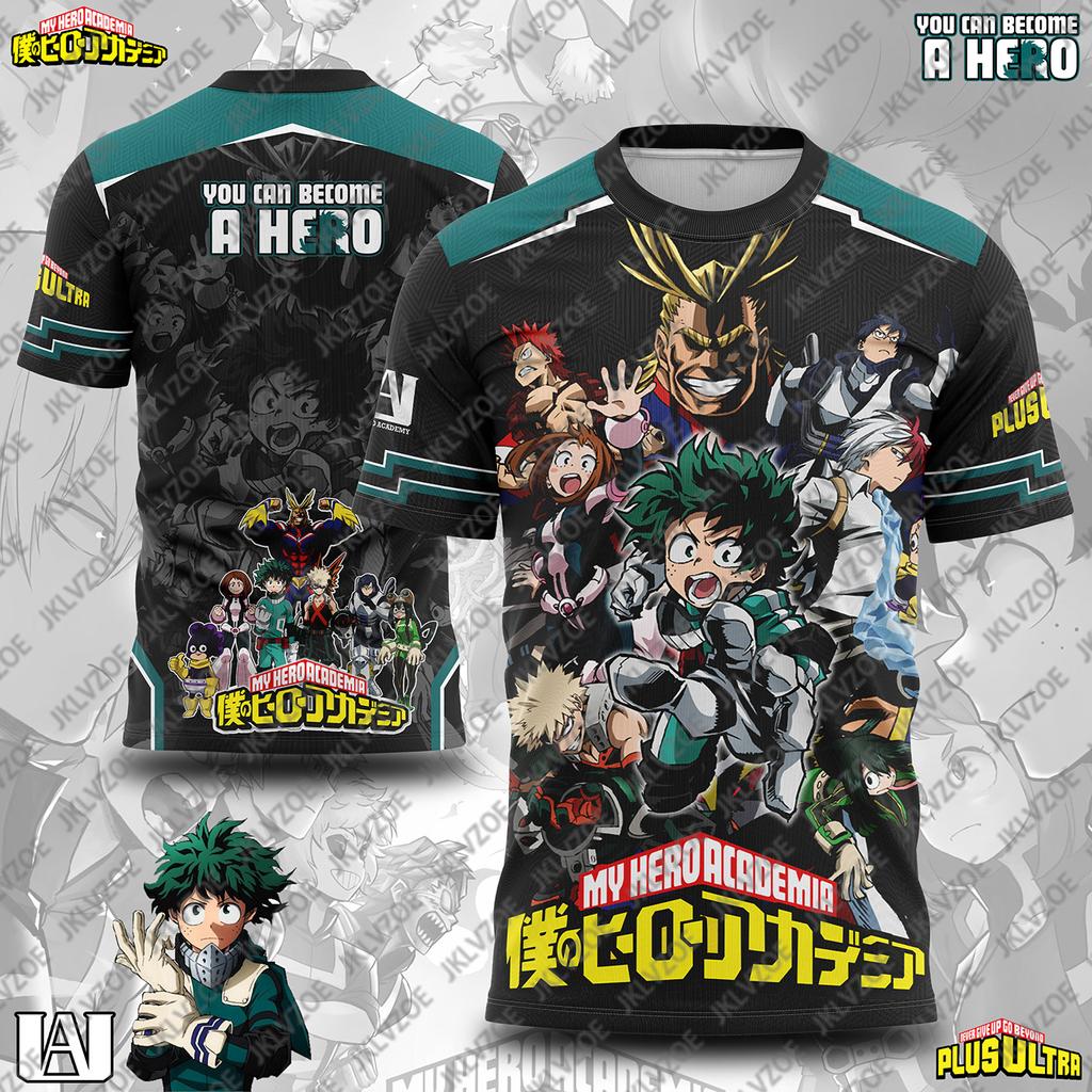 Nové tričko s krátkým rukávem s 3D celopotiskem My Hero Academy pro děti a dospělé, stejný styl, ležérní tričko Y2K pro muže a ženy, sportovní top