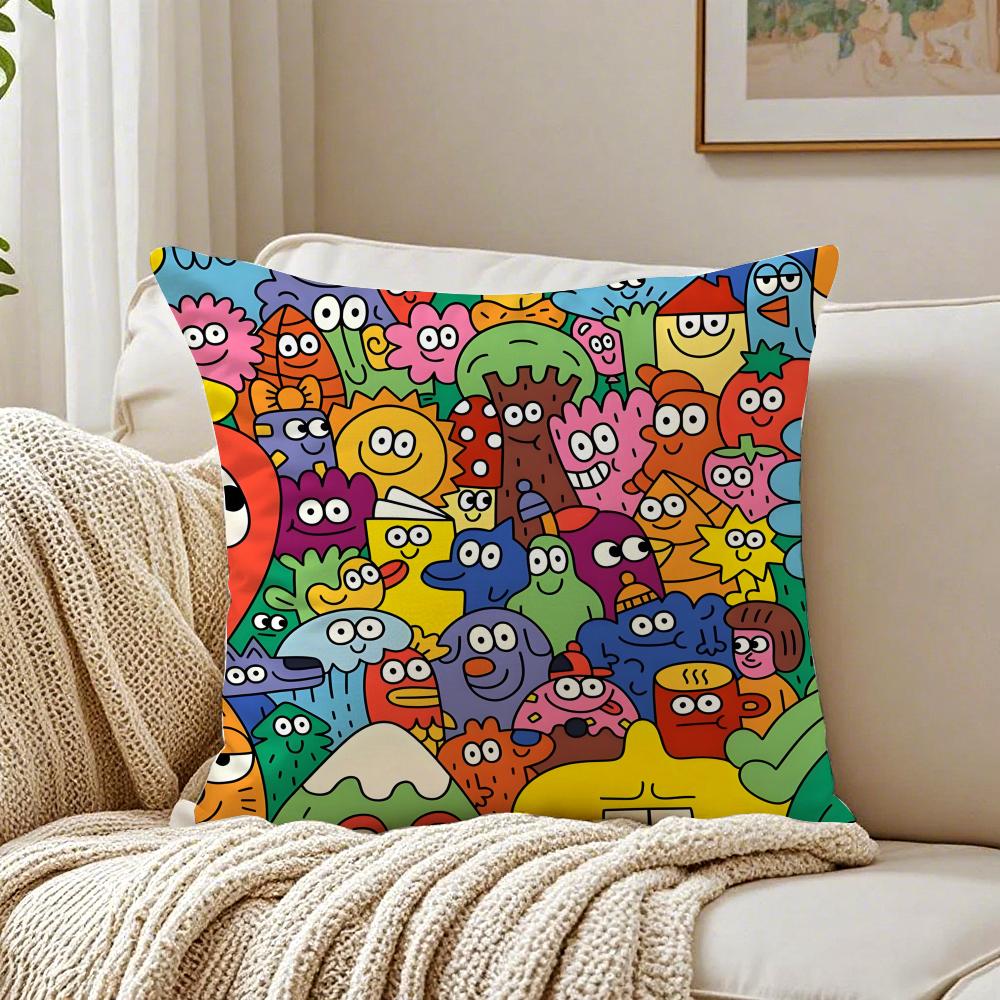 Fun Childlike Colorful Cushion Cover Pillowcase Antidustmite living Room Sofa Decor Cushion Room