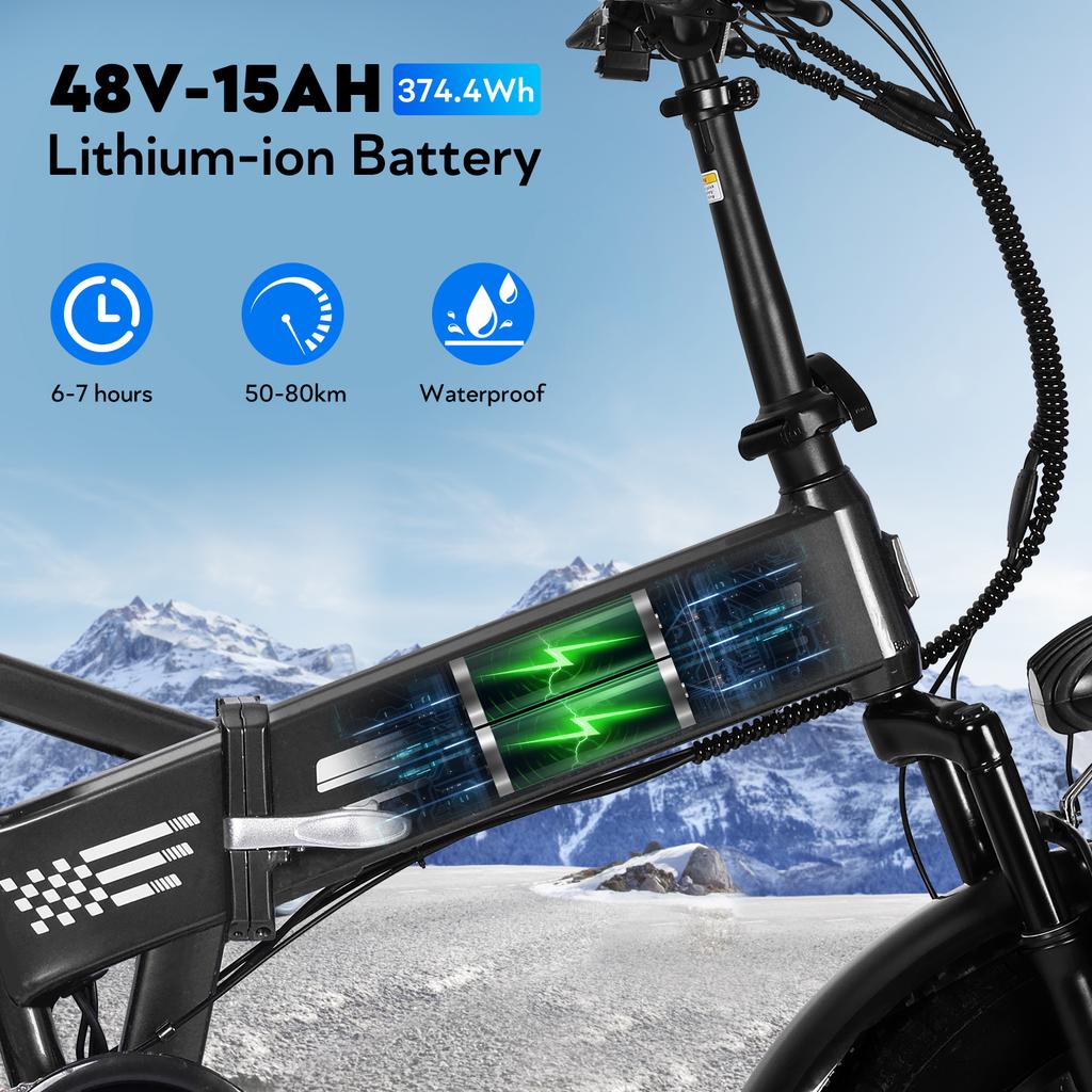 E Bike 20 Fat Tire Off Road Electric Bike 25km/h 250W for EU Brushless Motor 15AH 35-50KM Folding Bike City Fahrrad