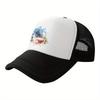 Watercolor Deer Graphic Print Mesh Back Trucker Hat Unisex Casual Adjustable Baseball Cap