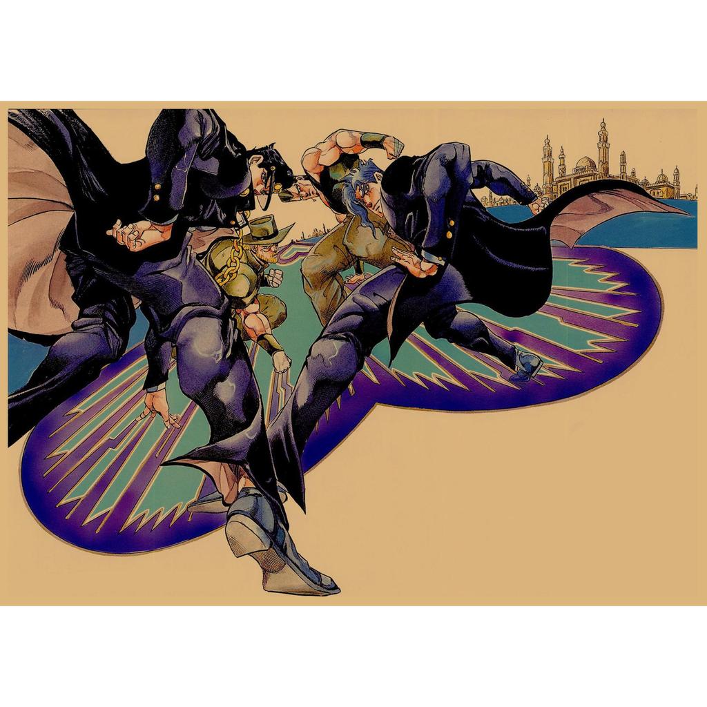 JoJo's Bizarre Adventure Retro Kraftpapier Poster - Japanische Anime Dekoration für Bar, Restaurant oder Café.