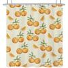1pc Cute Orange Citrus Shower Curtain - Vibrant Fruit Design, Polyester, 70x70In, 12 Hooks, Summer & Year-Round Use