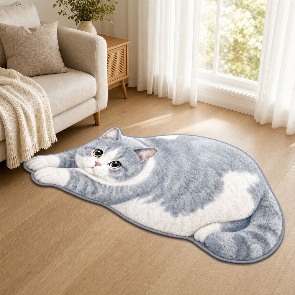 Decorative Rug Cat Shaped Rug Cat Pattern Cat Floor Mat Cute Animal Door Mat  Living Room Decor
