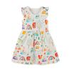 Summer New Children's Skirt Cartoon Printed Girls Short Sleeve Dress Knitted Cotton Crew Neck Princess Dress