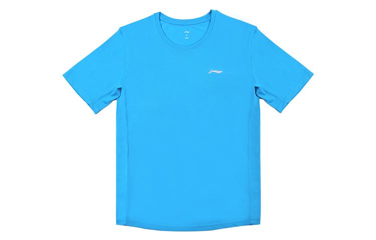 Li Ning T Shirts Men s Lake Blue Crew Neck Moderate YTST073-1 L