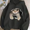 Girls Boys Kids Hoodie Cute Cat Printed Sweatshirt Kawaii Animal Graphic Pullover Hooded Top Casual Streetwear Autumn Winter