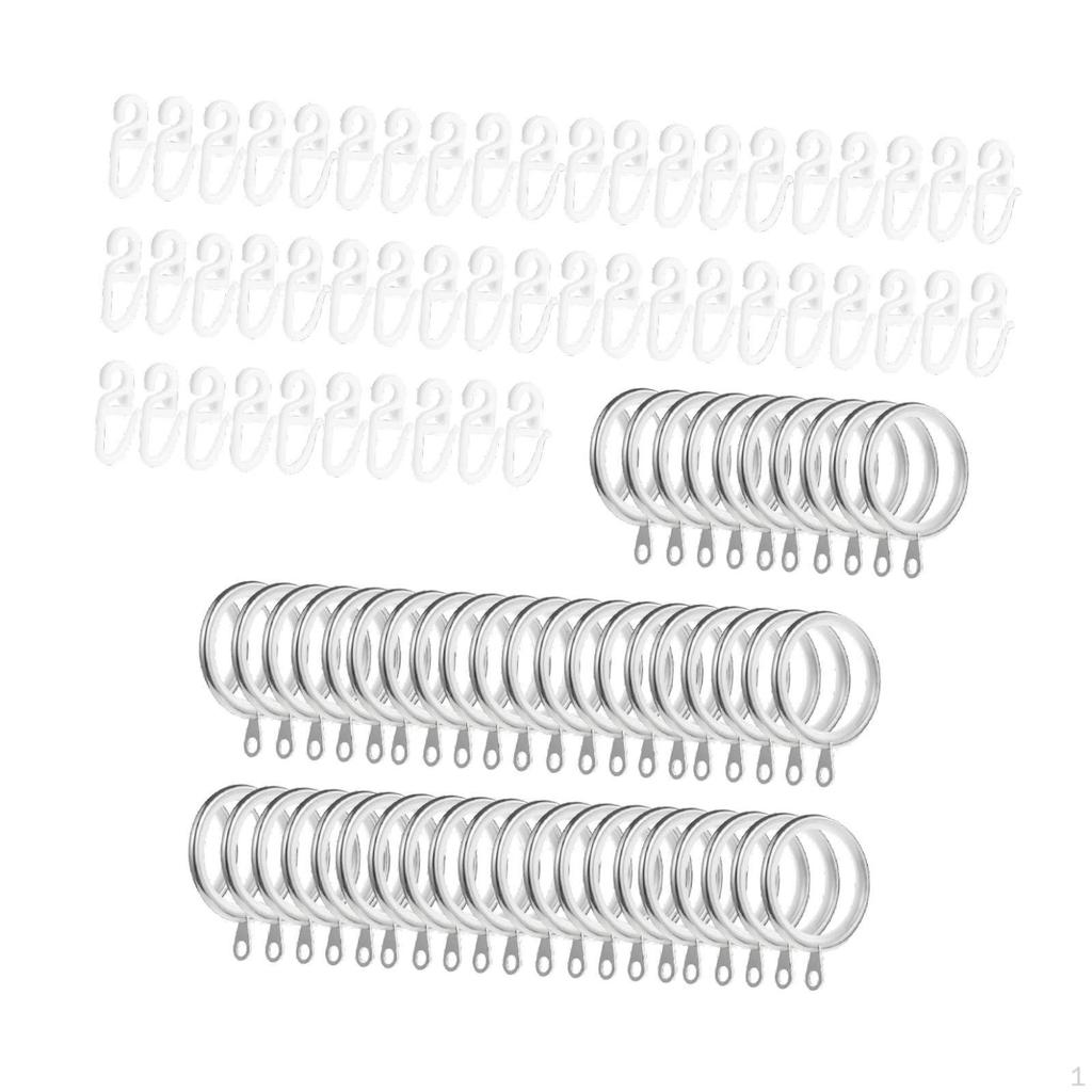 50x Curtain Pole Rings 35mm Internal Diameter Shower Hooks Hanging for Farmhouse
