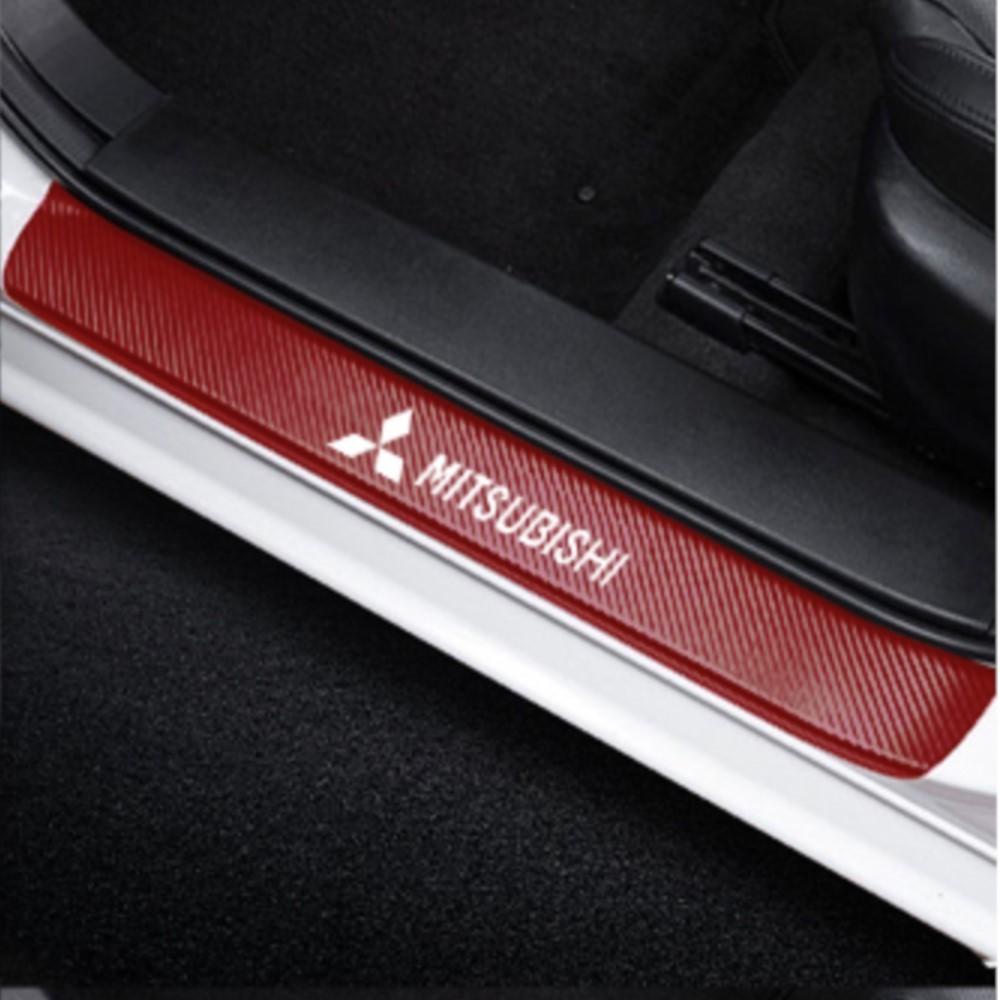 4Pcs Car Door Carbon Fiber Sill Scuff Plate Decoration Sticker For Mitsubishi Space Star Lancer 9 Outlander Xl Eclipse Cross Asx