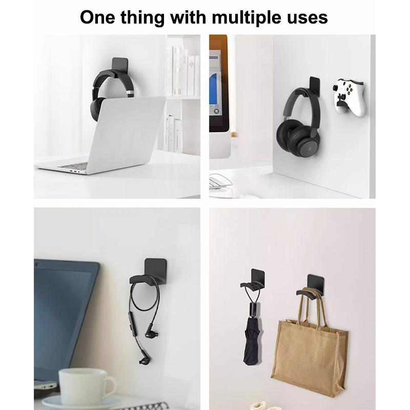 Universal Headphone Stand Adhensive Plastic Wall Mount Hanger Under Desk Headset Rack Holder Support For Gaming Earphone Bracket