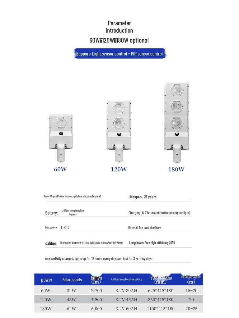 High Brightness 6M Solar Street Light for Outdoor Rural Engineering