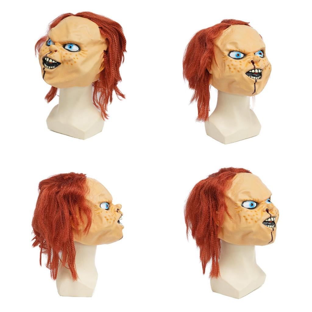 Chucky Puppe Kinderspiel Halloween Latexmaske mit gruseligem Design für Party und Cosplay
