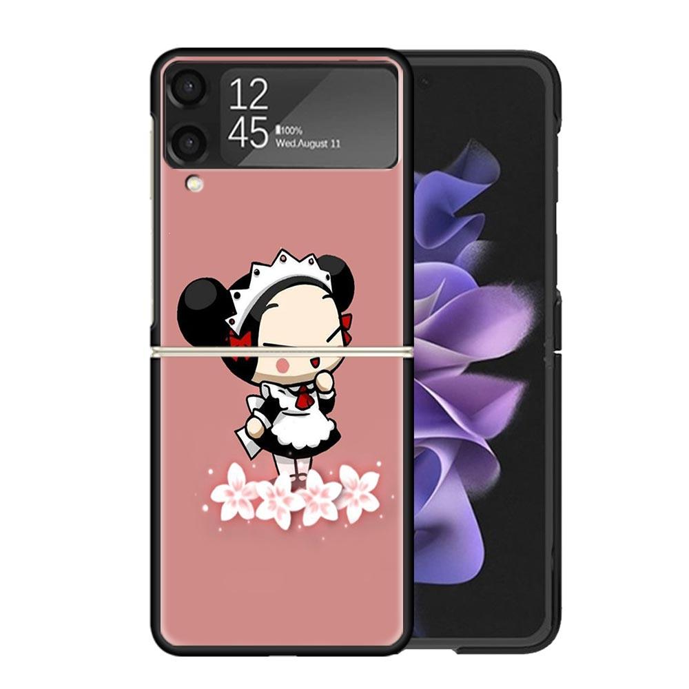 Cute Cartoon Pucca Garu Clear Phone Case For Samsung Z Flip 7 6 5 4 3 Galaxy ZFlip7 ZFlip6 ZFlip5 ZFlip4 ZFlip3 5G Print Cover C