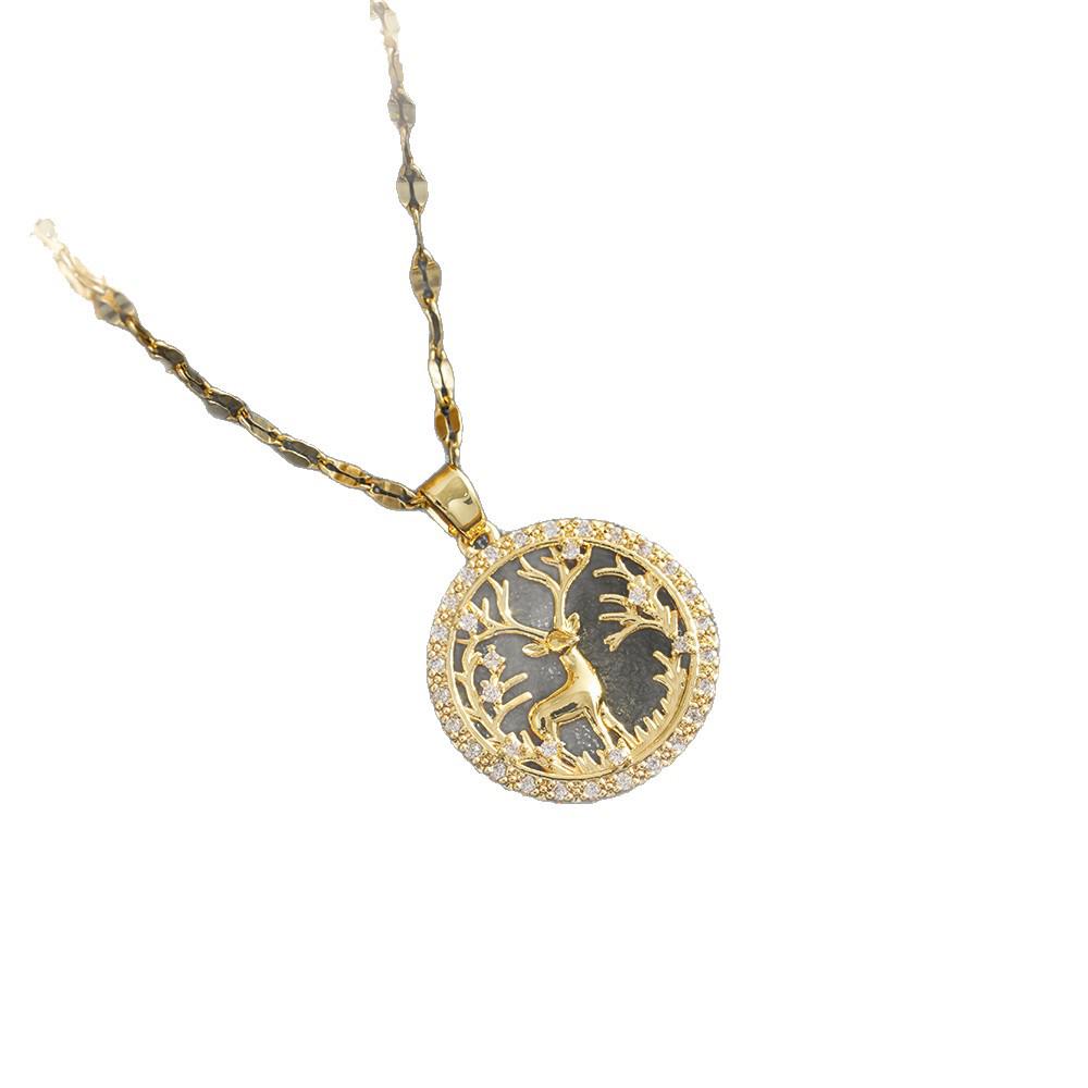 Titanium Steel Zirconia Tree of Life Necklace Pendant - Elegant European/American Design for Women