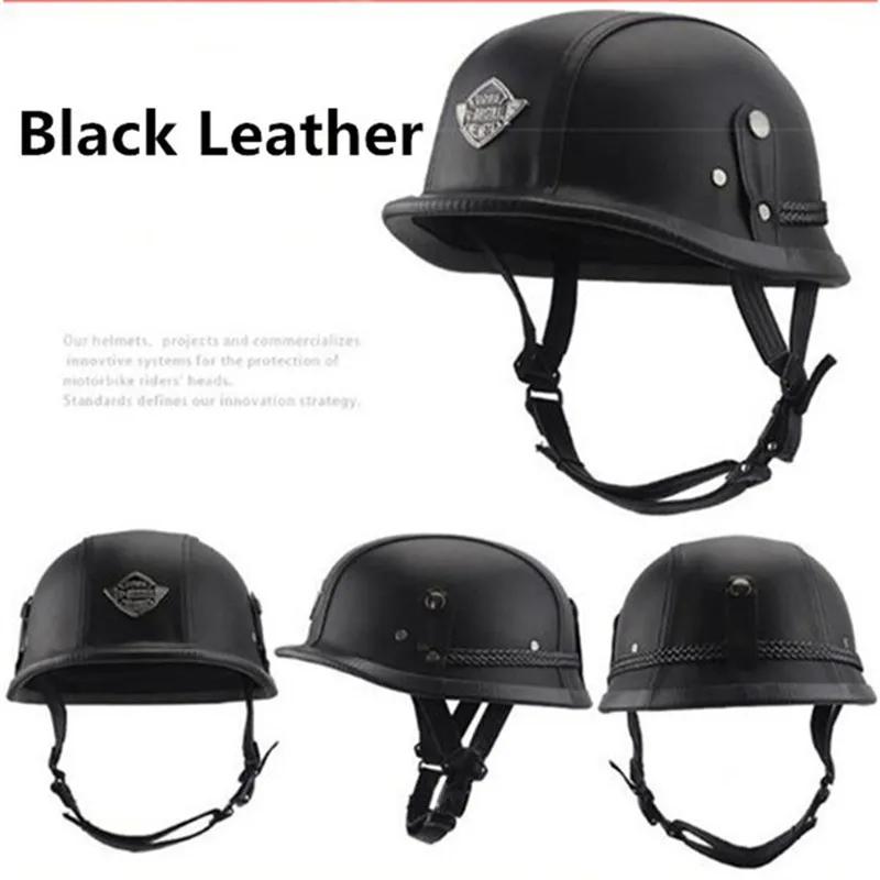 Vintage German Style Motorcycle Helmet Unique 4 Types Leather Half Face Vintage Design M L XL Sizes Certified for Safety