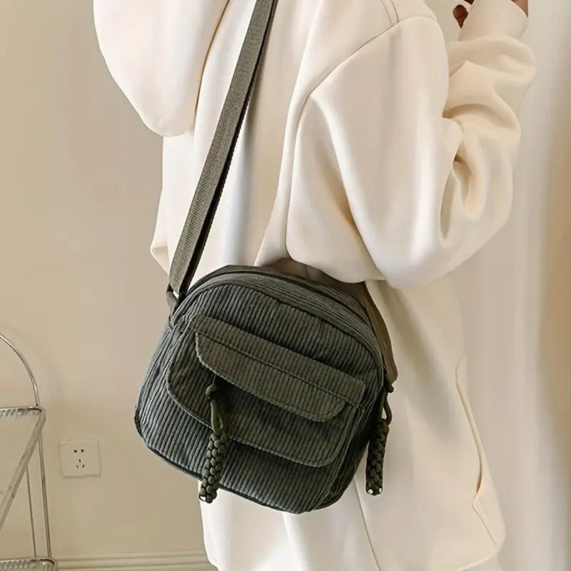 1PC Corduroy Women's Small Shoulder Bag Teenager Girl Crossbody Bag Student Street Korean Harajuku Messenger Bags