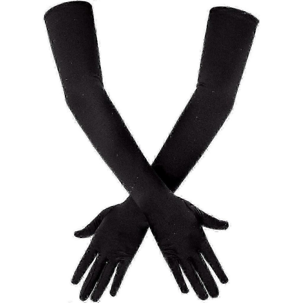Gloves Long Black Satin Gloves Evening Gloves Opera Gloves Black 21 "elbow Gloves For Girls Women (black)