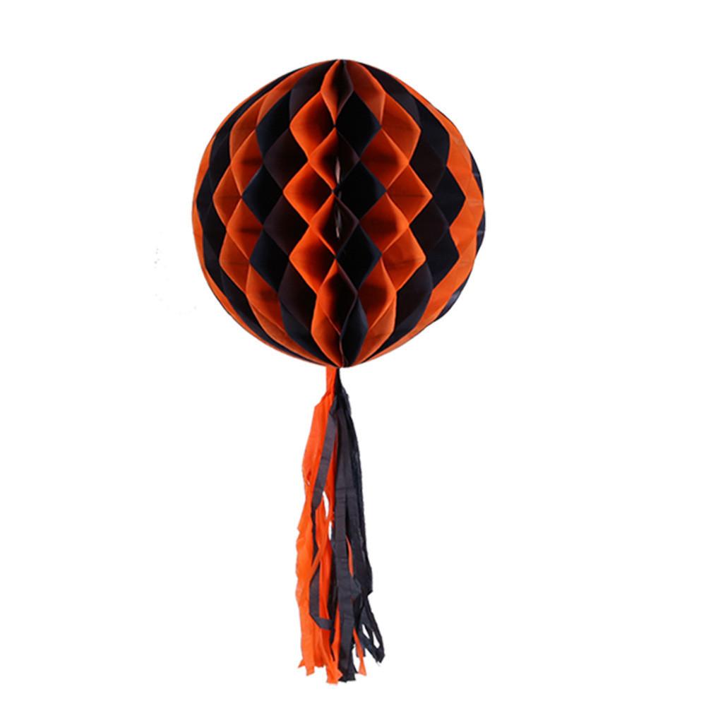 

Creative Festive And Hanging Paper Decorations Featuring Black White And Orange Honeycomb Balls Orange