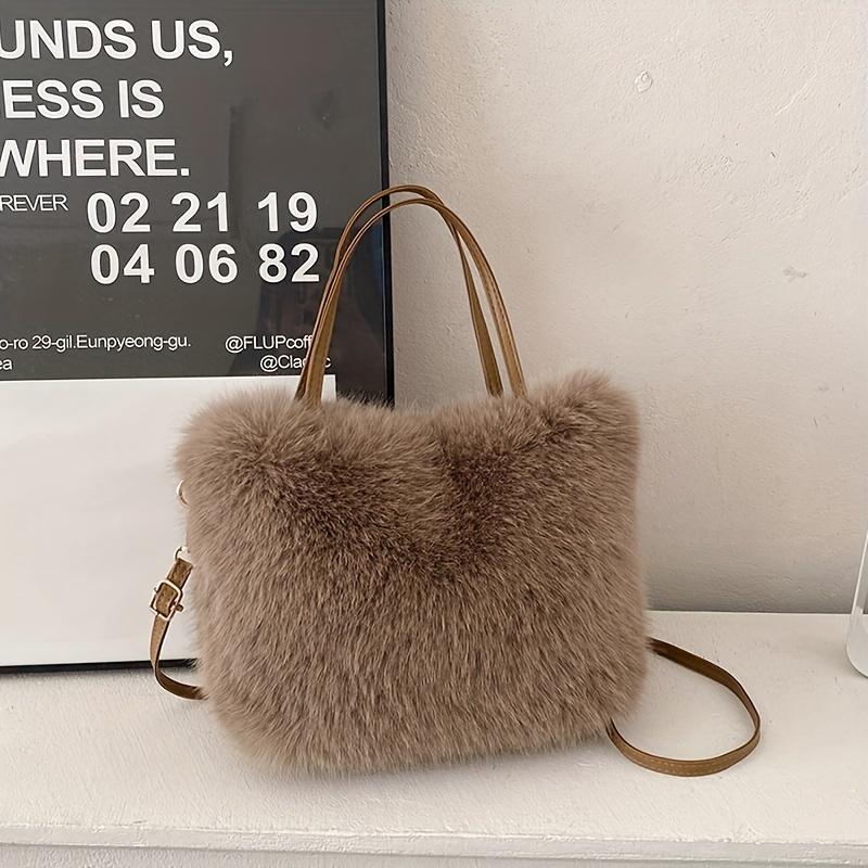 Modische Handtasche aus Kunstfell für Damen, multifunktionale und modische Handtasche, geeignet für Herbst und Winter, diagonal oder über einer Schulter zu tragen