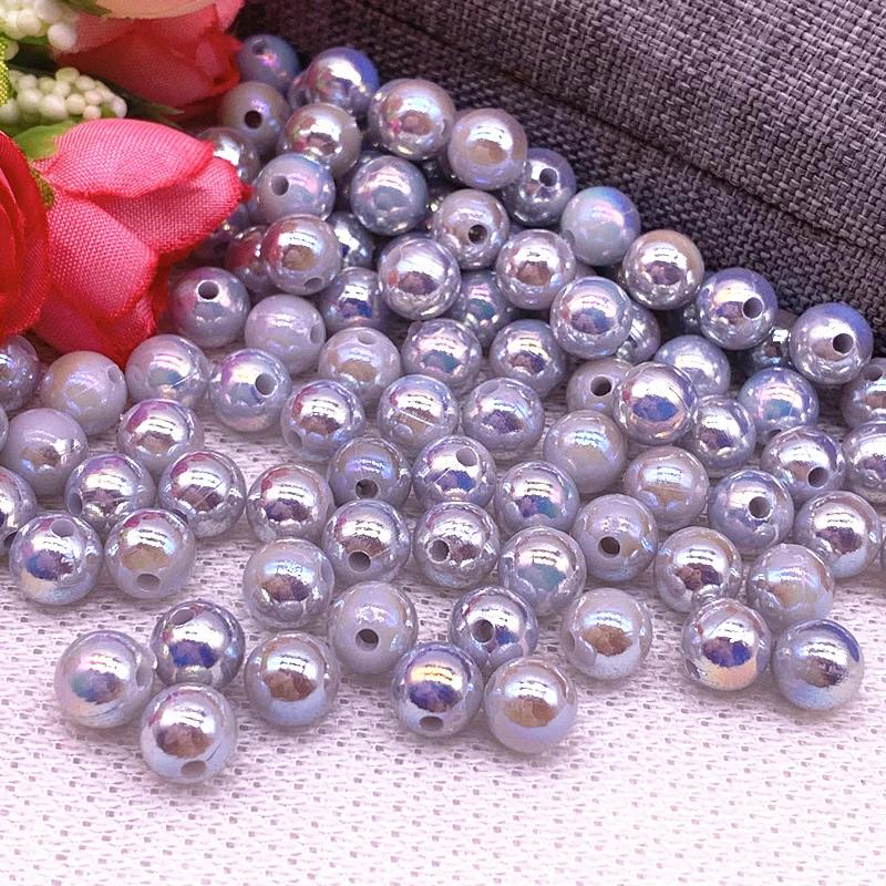 30pcs/lot 10mm AB Color Round Acrylic Bead Loose Spacer Beads For Jewelry Making DIY Accessories