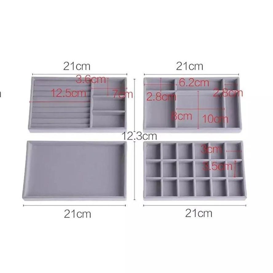 Sieraden Organizer Fluweel Sieraden Opbergbak Display Houder Ring Armband Ketting Opbergdoos Vitrine Lade Organizer Bakken