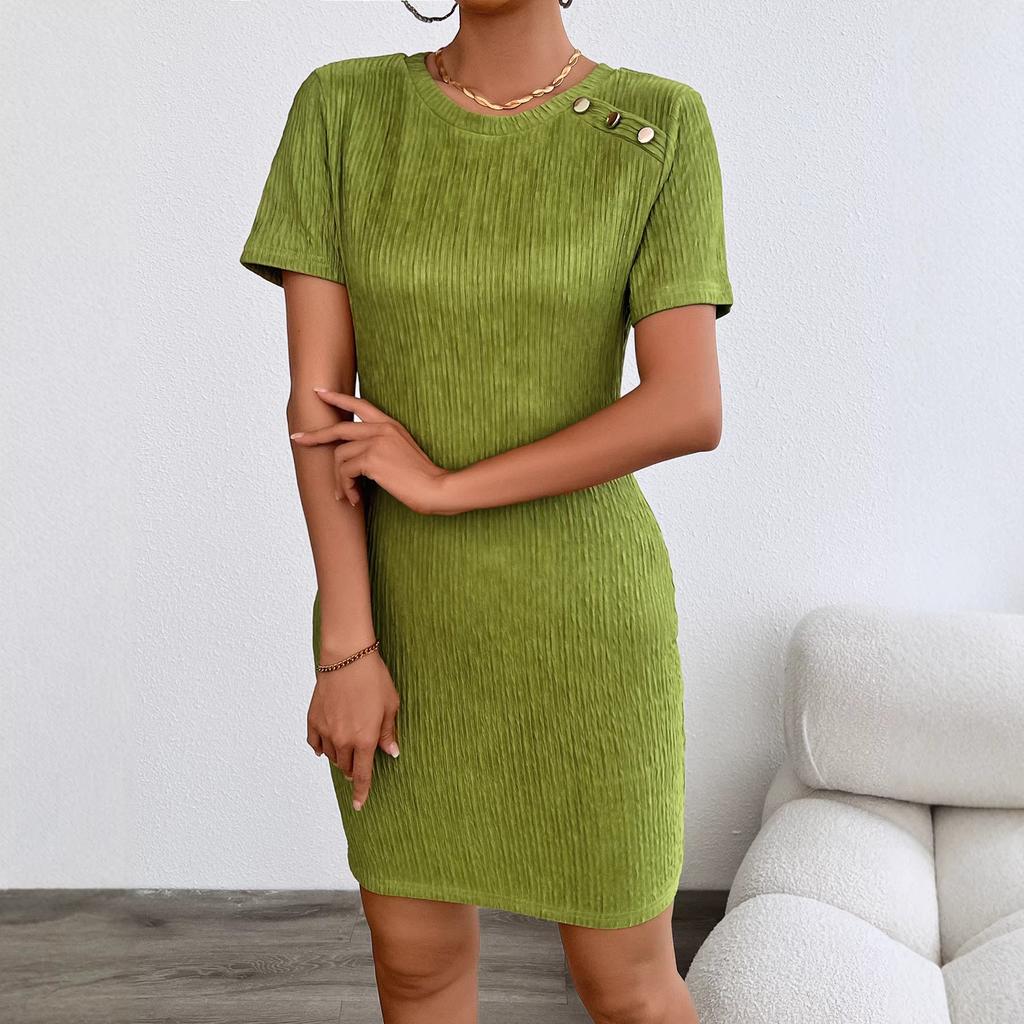 Beliebtes Sommer-Neues Damenmode-Mode-Rundhals-Sexy Enganliegendes Hüftumwickeltes Kleid Damen