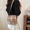 Woolen Plaid Retro Small Square Bag Niche Casual Shoulder Bag Messenger Bag Popular Bag