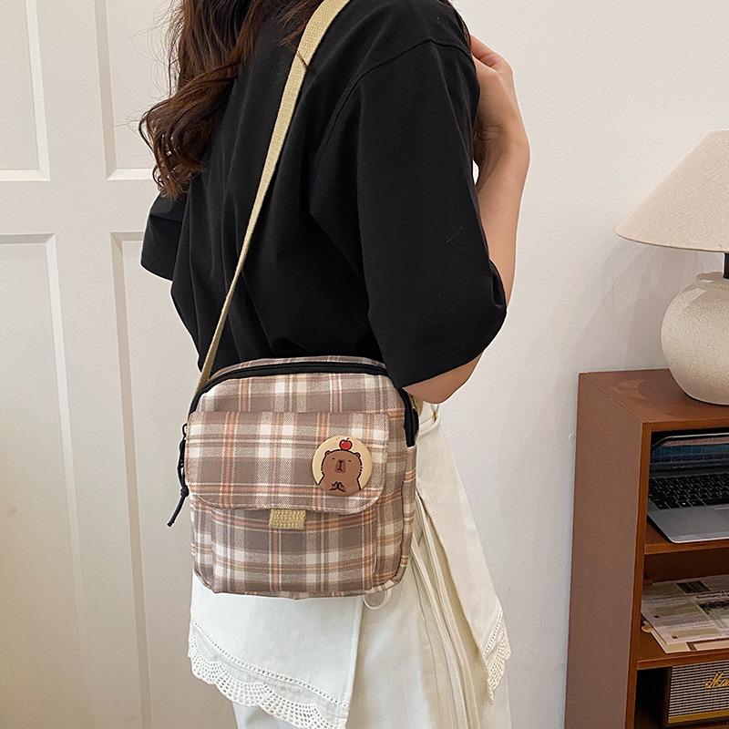 Woolen Plaid Retro Small Square Bag Niche Casual Shoulder Bag Messenger Bag Popular Bag