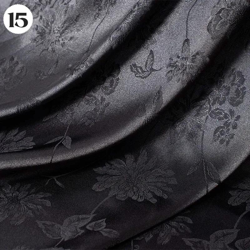 Vintage Kyselina octová Saténová látka Měkký vzor květinových větví Žakárová látka na Oblečení Šaty Sukni Cheongsam DIY Šití Textil