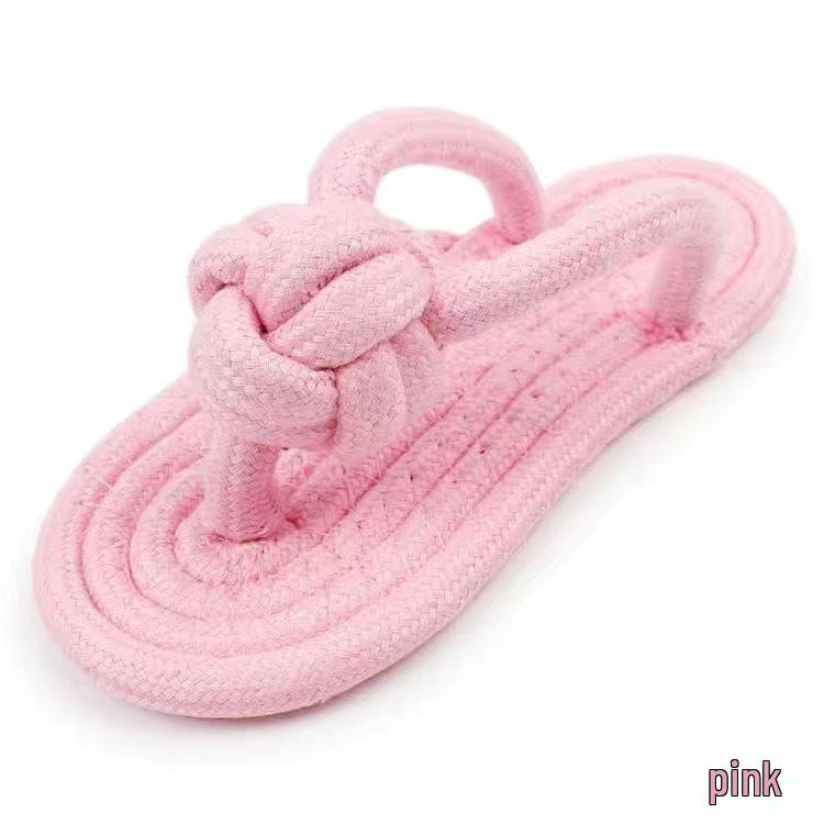 Hand-Woven Cotton Rope Puppy Teething Slippers - Durable, Teeth Cleaning Knot Toys