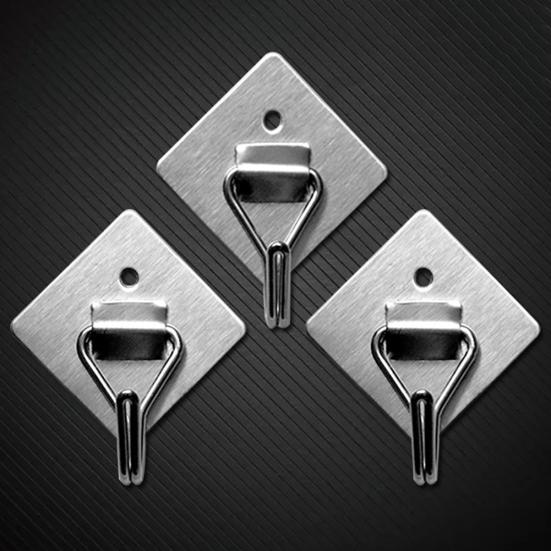 3Pcs Stainless Steel Bathroom Towel Hook Adhesive Wall Hanger Hat Bag Key Rack