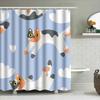 Whimsical Cat Pattern Shower Curtain For Home Decor Modern Blue And White Bathroom Accessories Perfect Gift Idea (200Cmx180Cm)