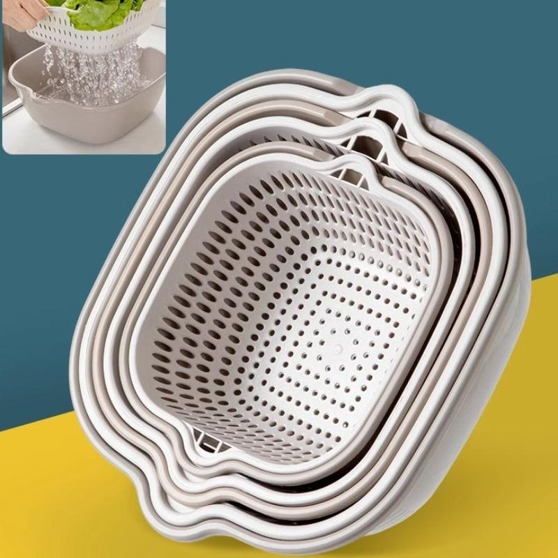 2/6/8Pcs Kitchen Sink Vegetable Drainer Fruit Basket For Fruit Washing Plastic Basin Vegetable Washing Basin Drain Basket Basin