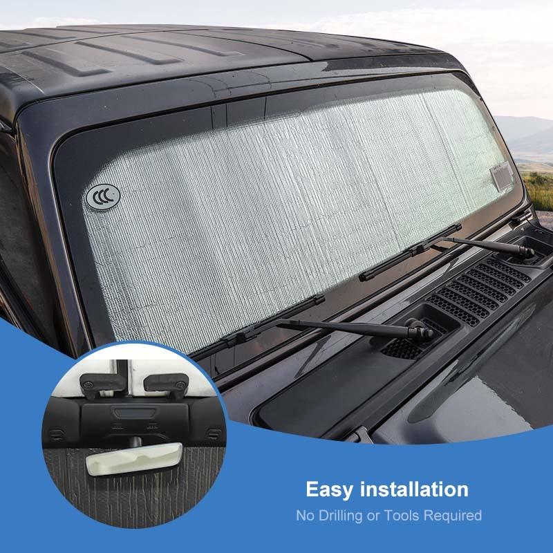 Car Front Windshield Sunshade Window Shade Foldable Sun Visor Cover Fit For Jeep Wrangler JL For JT Gladiator 2018 Up Car Interior Accessories,1 Pc