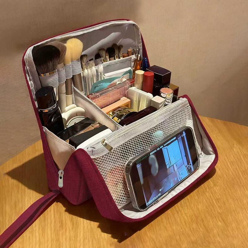 Large-capacity Portable Cosmetic Bag Vertical Desktop Storage Multifunctional Cosmetic Storage Bag Stationery Pen Storage Bag