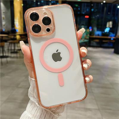 Luxury Color Bumper Transparent Magsafe Magnetic Phone Case For iPhone 11 12 13 14 15 Pro Max Lens Protection Cover On 14 Plus