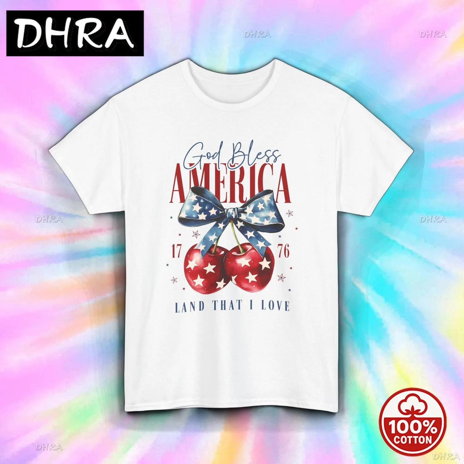 God Bless America Shirt Patriotic Cherries 1776 Tee S5XL 4th of July Pride Featuring T Shirt Minimalist Cotton Tee Trendy Boho S