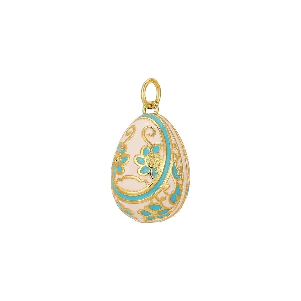 Copper Easter Egg Crystal Pendant Bohemia Necklace Pendant Colorful Enamel Pendant  Party