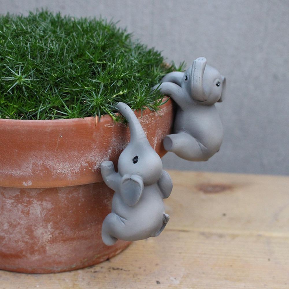 Cartoon Elephant Bonsai Pendant Cute Animal Statue  For Office Outdoor Plant Decor