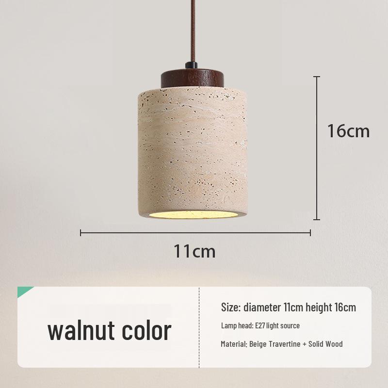 Yellow Travertine Pendant Light - Retro Cream Wabi-sabi Style for B&B, Restaurant, Bedroom, or Bedside.