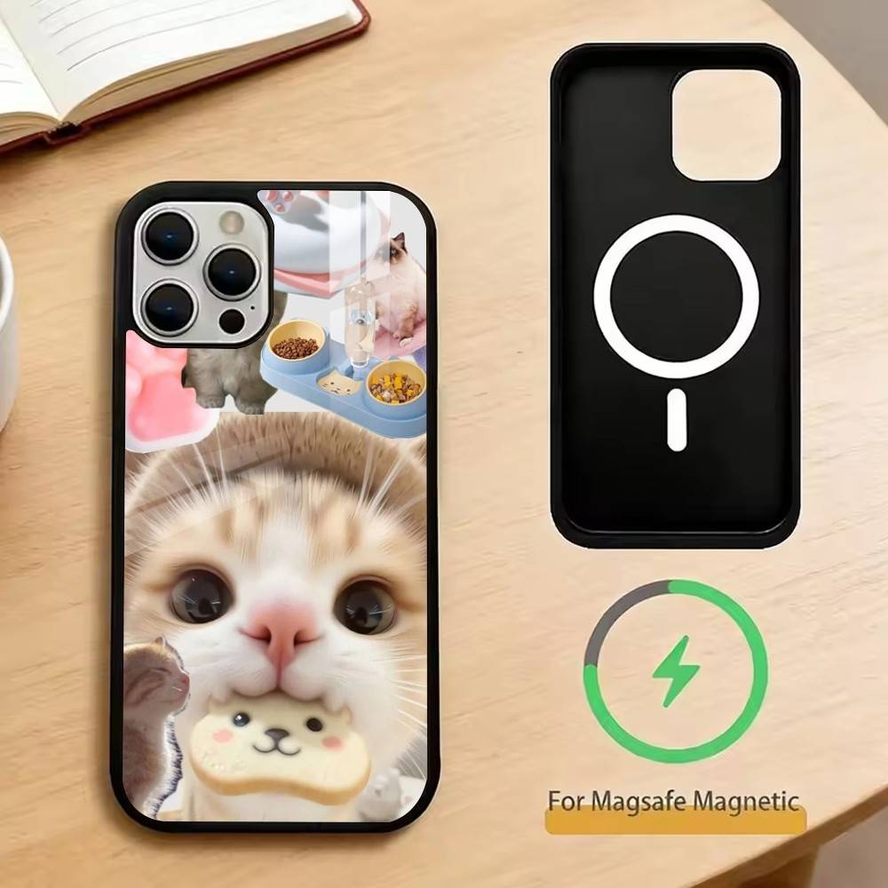 Funny Cute Cat Phone Case For iPhone17,16,15,14,13,12,11 Plus,Pro Magnetic For Magsafe Wireless Charging