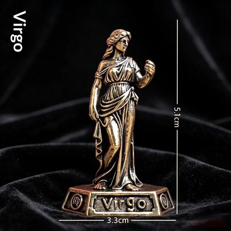 12 Zodiac Vintage Metal Collectible Figurines Intricate Handmade Sculptures for Entryway Console Decor Display
