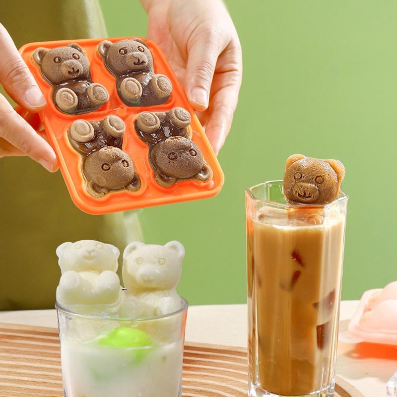 3D Little Bear Shape Ice Cube Silicone Mold Chocolate Cake Mould Candy Dough Mold For Coffee Milk Tea Whiskey Ice Mold