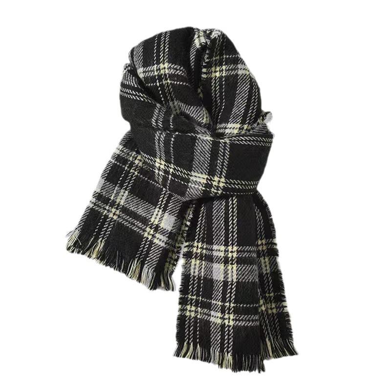 Women's Red Plaid Retro Faux Cashmere Scarf - Versatile & Warm for Autumn/Winter